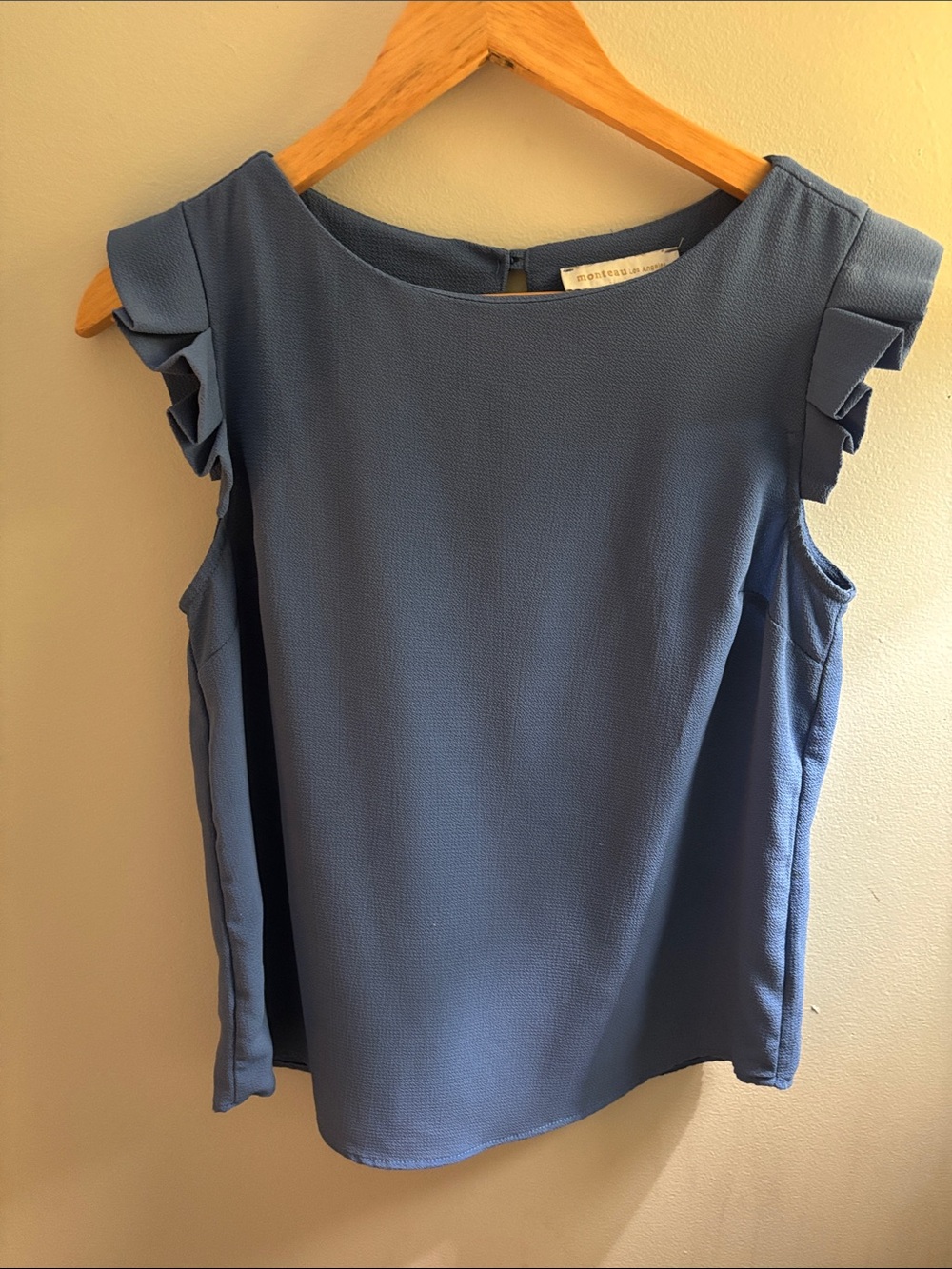 Monteau Slate Blue Ruffle Sleeve Camisole